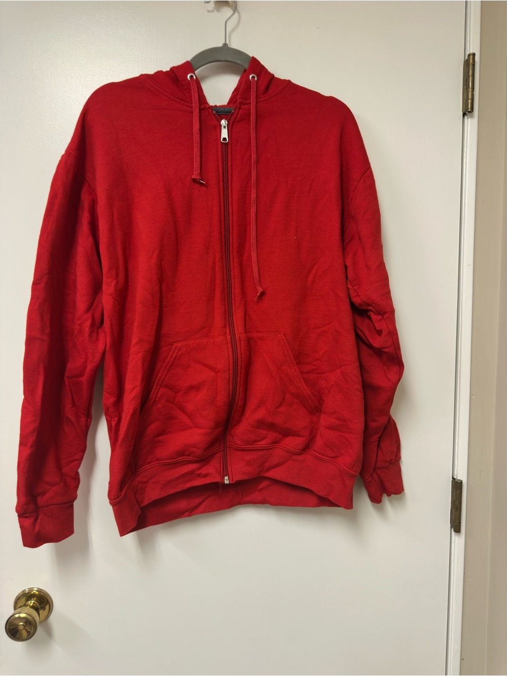 Fruit of the Loom Red Full-Zip Hoodie with Drawstring